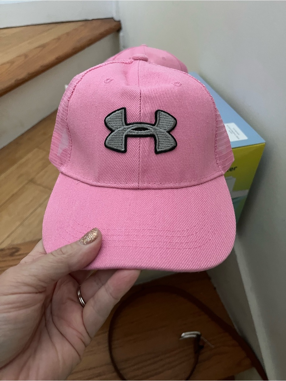 Under Armour Pink Baseball-Style Trucker Hat with Gray Logo